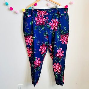 Eloquii Floral Print High Waisted Pleated Pants Women's Size 24